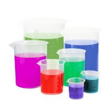 ISOLAB Beher SET - P.P - Kısa Form - Kabartma Skala - 25 mL. 50 mL. 100 mL. 250 mL. 500 mL. 1000 mL. 2000 mL